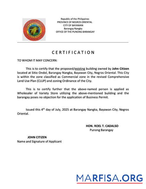 Realistic Philippines certification of existence Word and PDF template